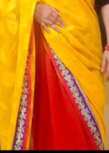 Vibrant Yellow Saree with Embellished Border