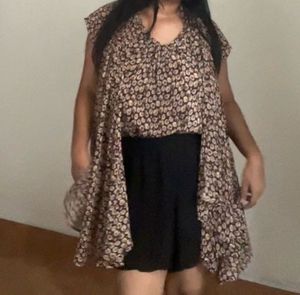 Boho Floral Print Savana Drape Mini Dress Top