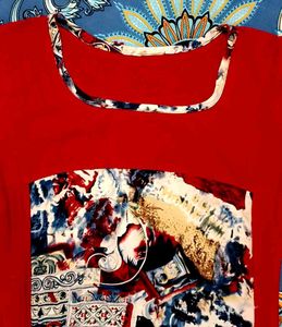 Red Printed Panel Kurti – Bold &amp; Beautiful
