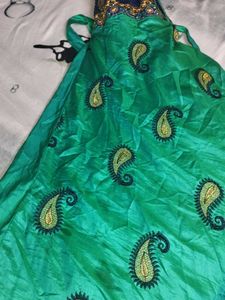 Embroidered Green &amp; Blue Dress