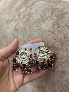 Elegant Red &amp; White Earrings