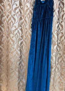 Elegant Royal blue Velvet Ruched Dress