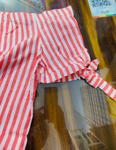 Off-Shoulder Striped Tie-Sleeve Top