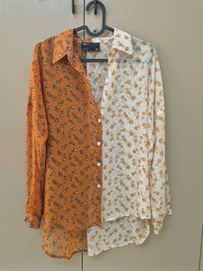 Stylish Colorblock Cherry Print Shirt