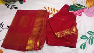 Red Silk Saree with Blouse