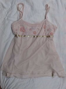 Blush pink beaded babydoll top 🩷