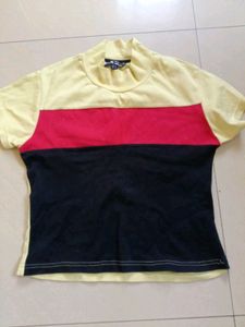 Color Block Mock Neck T-Shirt