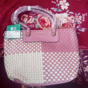 Caprese Orignal Chic Pink Woven Tote Bag