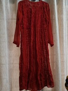 Beautiful Red Chikankari Kurta