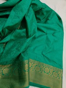 Green Banarasi Saree with free