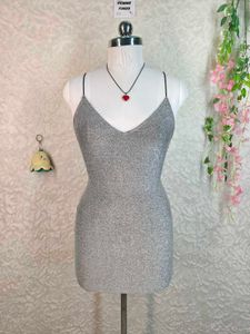 Sparkly Silver Mini Dress