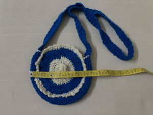 🆕Hand made Crocheted Sling Bag(White &amp; Blue)