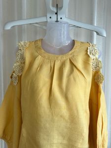 Imported yellow cotton loose fit top