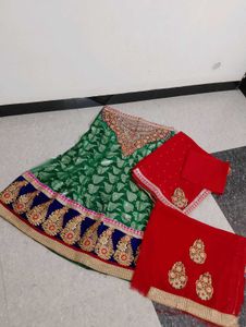 Green &amp; Red rajputi poshak without silai