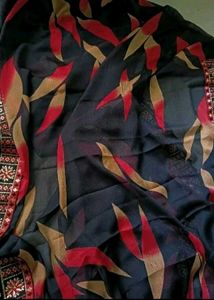 Black Saree with Embroidered Border