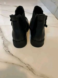 Black Leather Chunky Boots