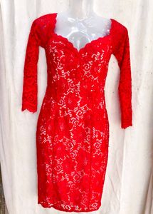 Elegant Red Lace Cocktail Dress