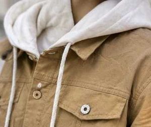 V-CHANGE Stylish Beige Distressed Hooded Jacket