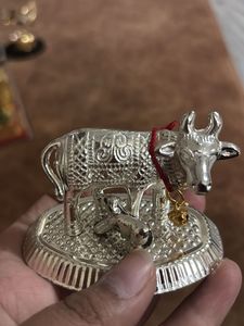 Silver Cow and Calf Showpiece