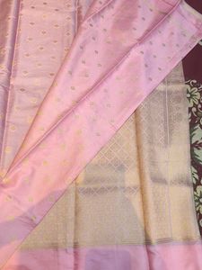 Dark Green &amp; Light Pink Gajii Saree