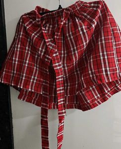Red Plaid Skater with Suspenders Skirt