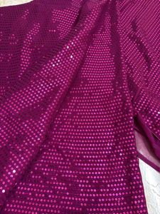 Elegant Purple Sequin Saree..
