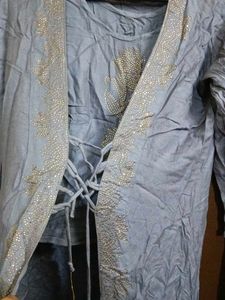 Grey top jacket Embellished Neckline with pant