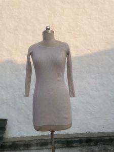 Ribbed Knit Long Sleeve Mini Dress