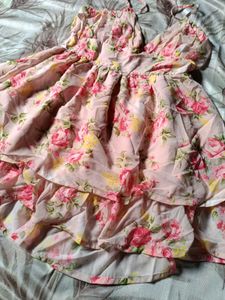 Pink Floral Ruffle Mini Dress