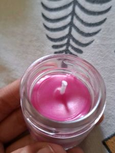 Pink Scented Candle in Glass Jar