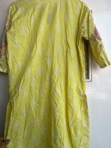 Lemon Yellow Embroidered Kurta