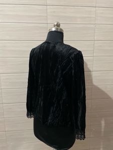 Vintage Elegant Black Velvet Lace Top