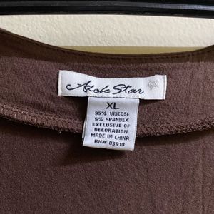 Studded Neckline Brown Top