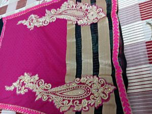 Elegant Pink suit with Gold &amp; Black embroided
