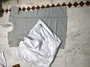 Grey Kurta with White Pajama Set