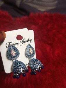 Blue Jhumka Earrings