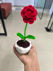 Crochet Rose Plant Decor