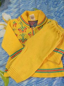 Yellow Patterned Kids' Sweater with pant