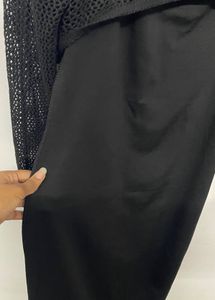 Chic Black Maxi Dress with Cropped Mesh Top