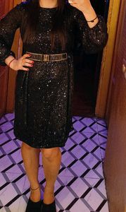black colour shimry beautiful short dress with seq