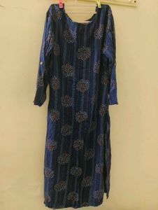 Blue Printed Cotton Kurta