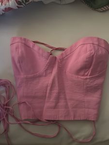 Zara Pink Back Tie-Up Corset Top XS