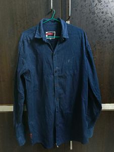 Classic Blue Long Sleeve Button-Up Shirt