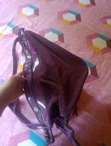 Folding Purple Colour Hand Bag For Women