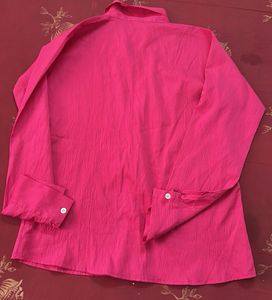 Hot pink Textured Button-Up Shirt