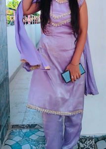 Elegant Lavender Kurta Set with Dupatta