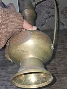 Vintage Engraved Brass Pitcher Set
