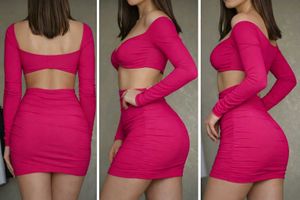 Hot Pink Cutout Ruched Mini Dress💗🩷🏩