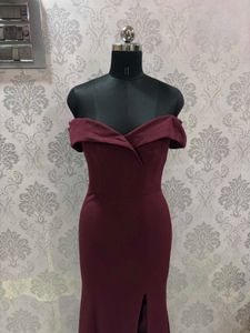 Burgundy Off-Shoulder Gown