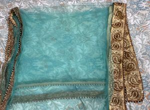 Stunning Teal &amp; Gold ethnic gown Set